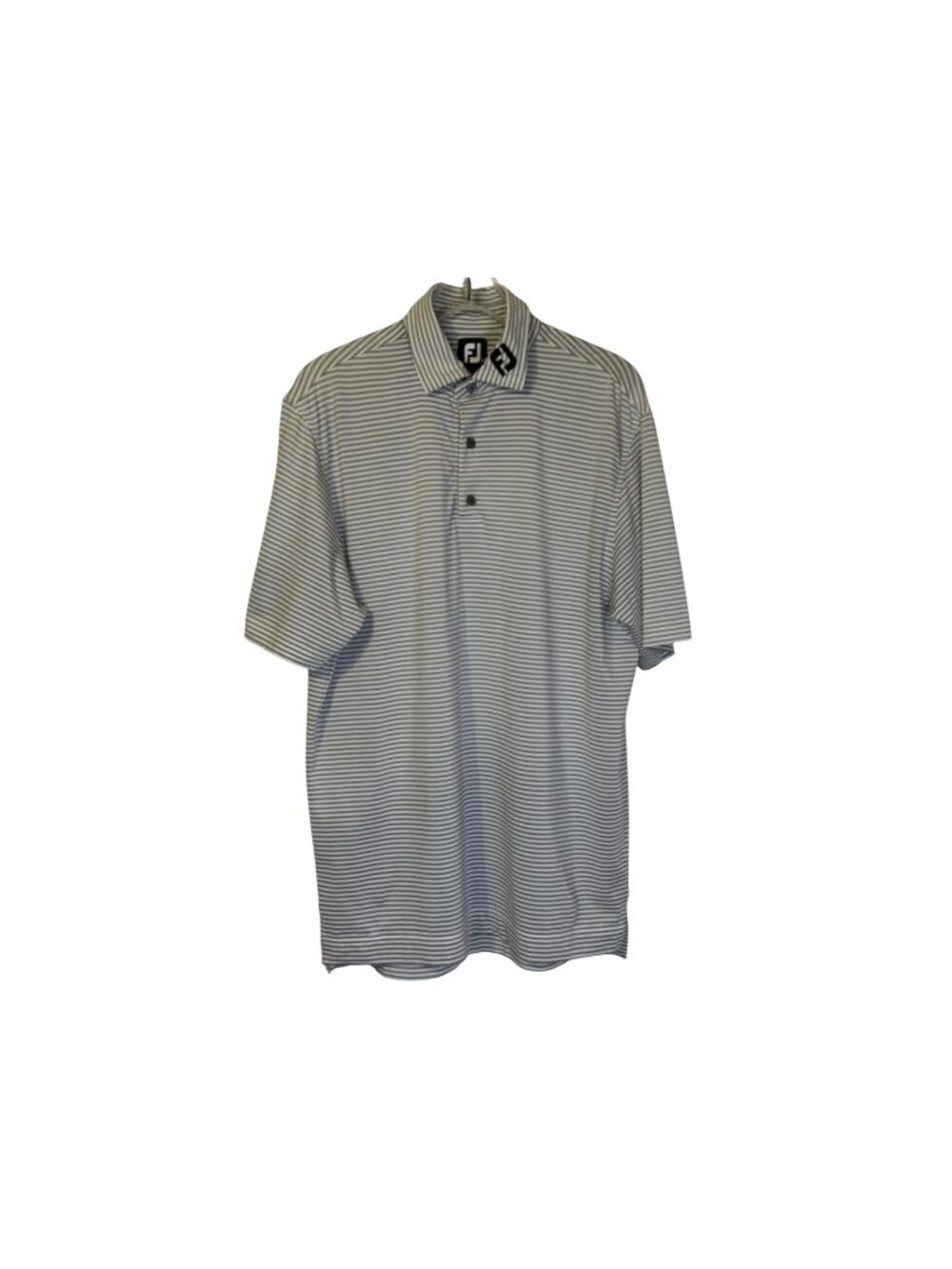 FootJoy Gray & White Striped Short Sleeve Polo Golf Shirt - Men's size Medium